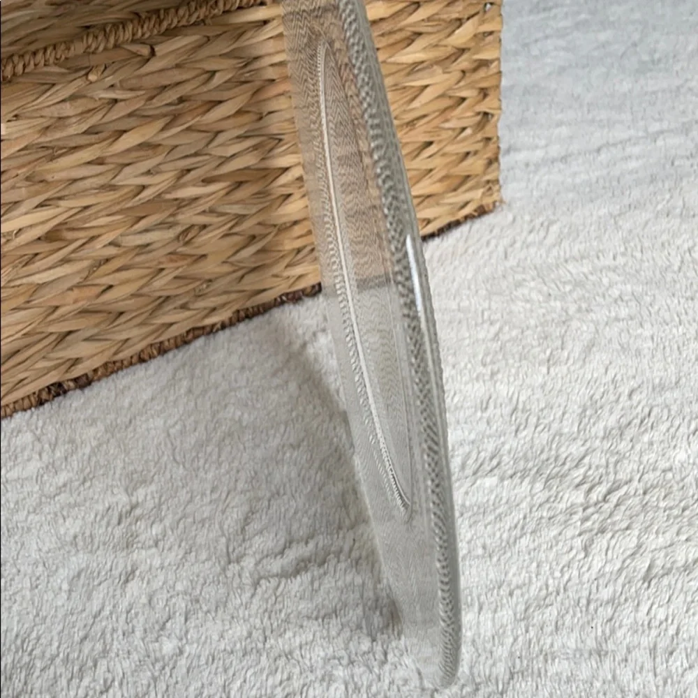 Pier 1 Imports Serving Platter Plate Pebbled Textured 12 1/2” Clear Glass